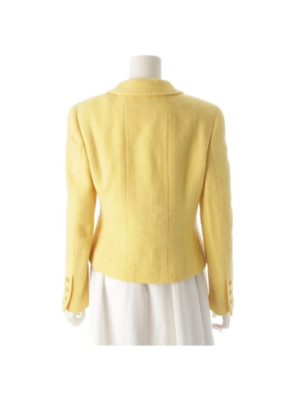 Chanel Wool Coco Button Tweed Tailored Jacket Yellow 38
